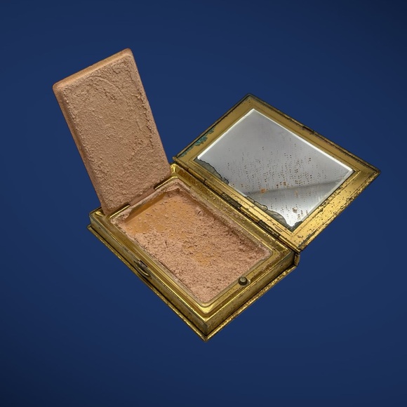 Coty Handbags - Coty New York Gold Tone Mirror Compact Book Design Hinged MCM Nice Collectible